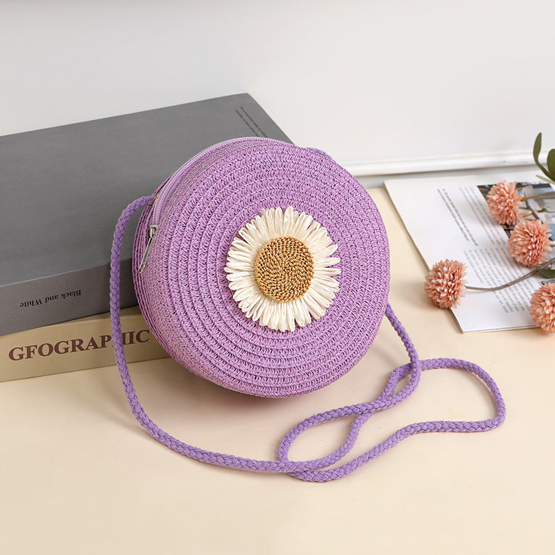 Pastoral Style Raffia Bag Woven Mobile Phone Bag Crossbody