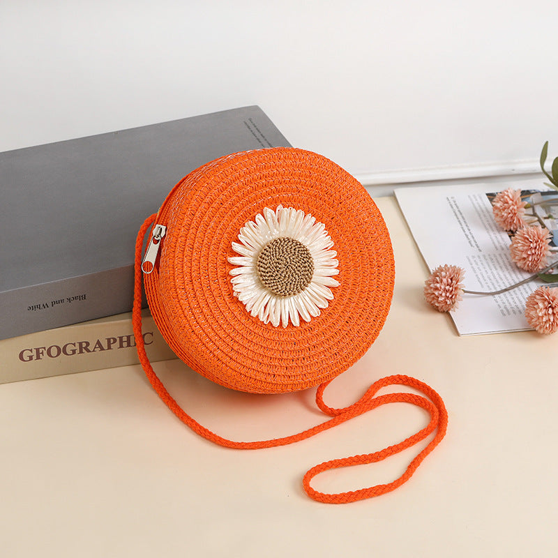 Pastoral Style Raffia Bag Woven Mobile Phone Bag Crossbody