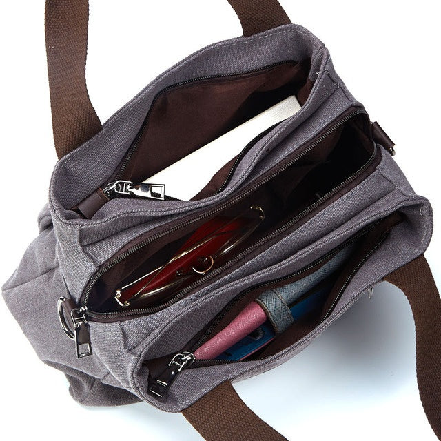Multi-compartment canvas bag