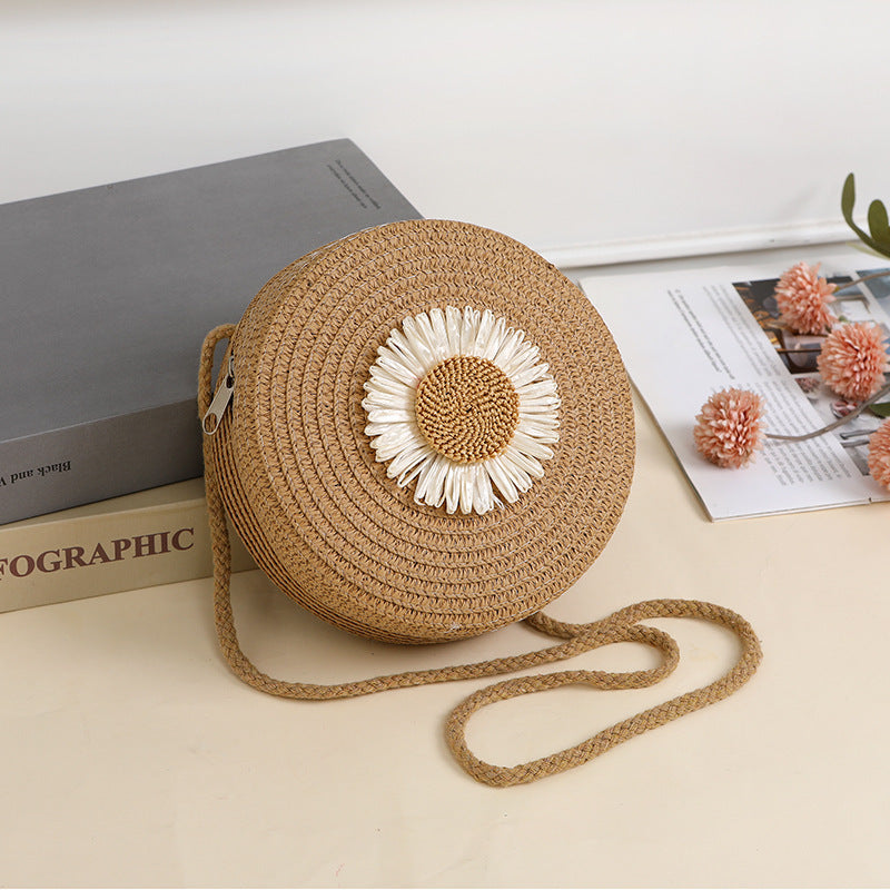 Pastoral Style Raffia Bag Woven Mobile Phone Bag Crossbody